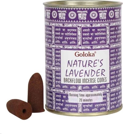 Goloka lavendel backflow wierookkegels - nature Lavender - 1 blikje 24 kegels