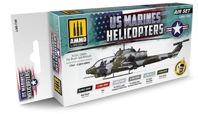 AMMO by Mig Jimenez Hobbyverf Helikopters - MIG 7249 US Marines Helicopters - Acryl Set Verf set - 6x 17 ml
