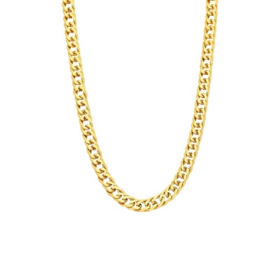 Lucardi Kinder Stalen goldplated ketting met gourmetschakel 6mm - Ketting - Staal - Goud - 45 cm