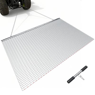 Sleepeg, 2 x 1,2 m, Zeer Efficiënte Kettingeg Hark, Aanhangsels voor ATVs UTVs Tractoren, Duurzaam Gegalvaniseerd Staalgaas Sleepmat met Trekhaakketting,