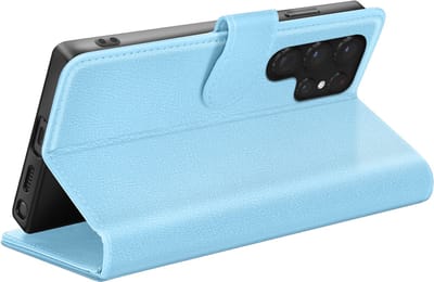 Zanae, Hoesje geschikt voor Samsung Galaxy S22 Ultra - Wallet Case & Stand, Blauw