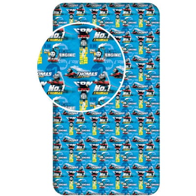 Thomas de Trein Action - Hoeslaken - Eenpersoons - 90 x 200 cm - Blauw