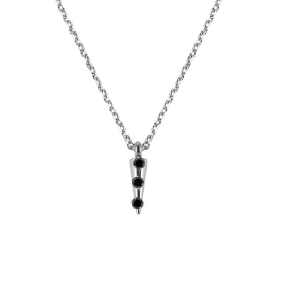 MIASOPHIA 4-MS22060 Stalen Ketting met Hangertje - Zirkonia - Zwart - 15x4,8mm - Ankerschakel - 2mm Dikte - 50cm Lengte - Staal - Zilverkleurig