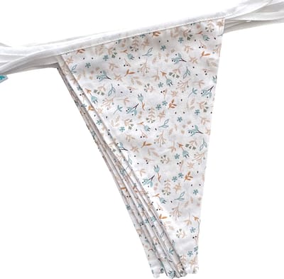 BINK Bedding Stoffen Slinger - Vlaggenlijn Blossom model L (5 mtr, 9 vlaggetjes) - slinger van stof - katoen - feest - decoratie - party - kinderkamer decoratie - vlaggenlijn van stof - handgemaakt & duurzaam