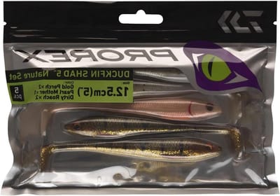 Rubber Vis - Kunstaas Shad - Vissen - Natuurlijke Set - 13 cm - Goud Baars Parel