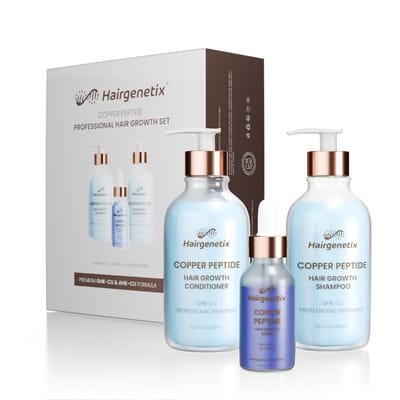 Hairgenetix GHK-Cu Copper Peptide Set - Gift Box - Serum, Shampoo, Conditioner