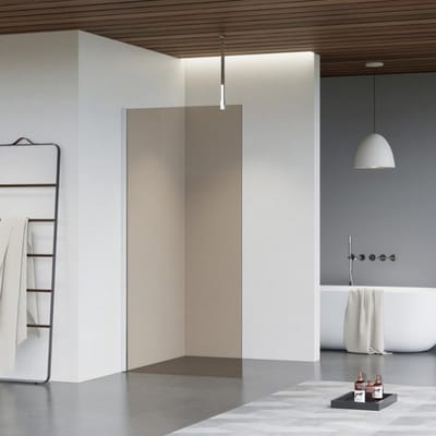 FugaFlow Eccelente Vetro inloopdouche badkamer - 100x200cm - rookglas - plafondarm - chroom