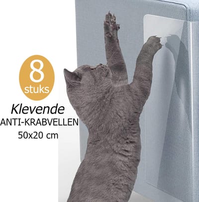 Anti Krab Vellen, Anti Krab Katten, Anti Krab Vellen voor Kat, Krabmeubelen, Krabpalen, Bankbeschermer, Meubelbescherming, Anti Krab Vellen voor Hond, Transparant, Anti Scratch, Klevende Anti Krab Vellen, 50 x 20 cm, 8 STUKS