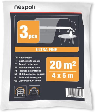 Set van 3 afdekzeilen - 4 x 5 m - Duurzame bescherming voor meubels en interieurs - Ultrafine, scheurbestendige kunststof