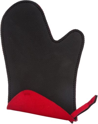Secret de Gourmet Neopreen ovenwant - ovenhandschoen - zwart/rood - 17 x 27 cm - Pannenlap - Keukenhandschoen
