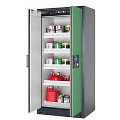 Veiligheidskast type 90 asecos Q-CLASSIC-90, scharnierende deuren, reseda groen front, B 893 x D 615 x H 1953 mm
