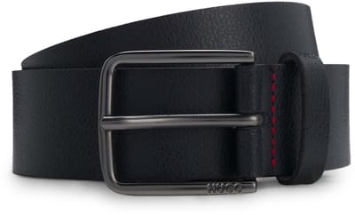 HUGO Leren riem Gerik Lam Belt W80 Navy donkerblauw