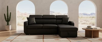 LUXE Hoekbank Slaapbank Warren – - Zwart - Medahomestore