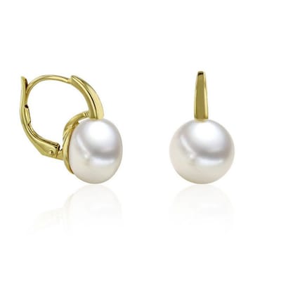 Luna-Pearls - 311.2082 - Oorbellen - 750/-Geel goud met Zoetwater gekweekte parel en Diamanten