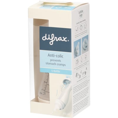 Difrax Babyfles Natural - 170 ml - Crème - 1 Stuk - S-fles - Anti Koliek