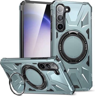 Coverup Hoesje - Geschikt voor Samsung Galaxy S25 Hoesje - Coverup Heavy Duty Ring Kickstand Back Cover - MagSafe Compatible - Mint Green