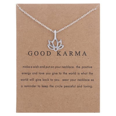 Bixorp Luck Dames Ketting met Zilveren Lotus Bloem - "Good Karma" - 45/50cm - Cadeau voor Vrouw - Zilverkleurig