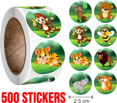 Allernieuwste.nl® Rol Beloningsstickers voor Kinderen 500 Stickers per Rol Dieren Stickers Knutselen - Kleur ##