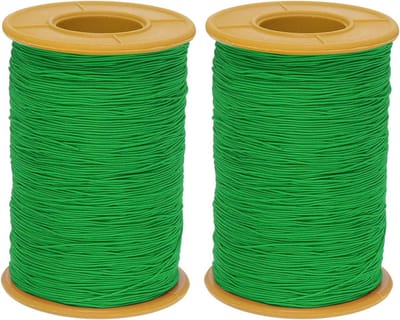 SnelShoppen - 2x Elastic Sewing Thread 547 Yards 0.5mm Dikte Latex Naai Draad voor Handnaaien, Borduren, Kleding, Meadow Groen