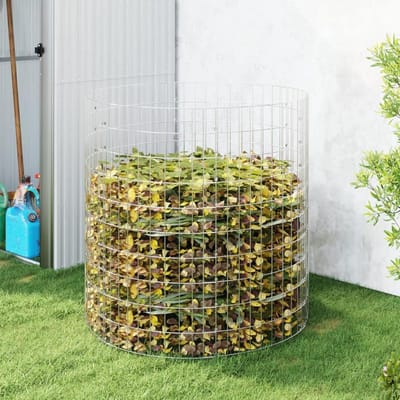 Compostsilo Tuin - Compostbak Metaal - Afval Verwerken - Roestvrij Verzinkt Staal - 100 x 100 cm - Zilver
