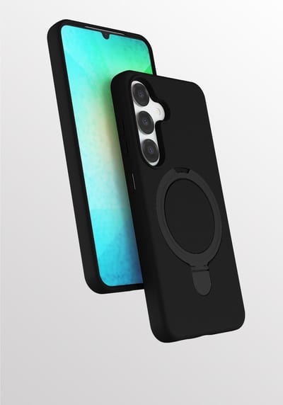 Hoesje Geschikt voor Samsung A56 hoesje zacht siliconen Zwart - Liquid Backcover ring hoesje Geschikt voor Magsafe