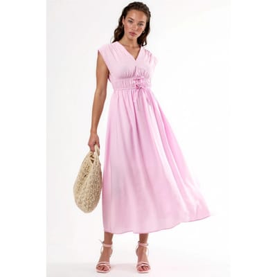 V-hals Midi Jurk met Strikdetails