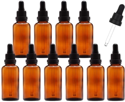 Pipetflesjes 50ml 10 stuks - Glazen Flesje met Pipet - Lege 50 ml Pipetflesjes met Garantiesluiting