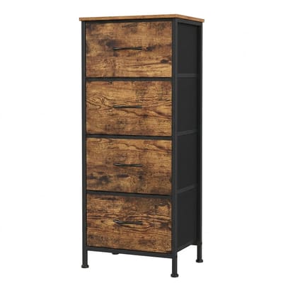 NordHaus Dressoir met 4 Lades - Opbergkast - Ladekast Slaapkamer - Stevig Stalen Frame - 30 x 39,6 x 95,2 cm Vintage Bruin
