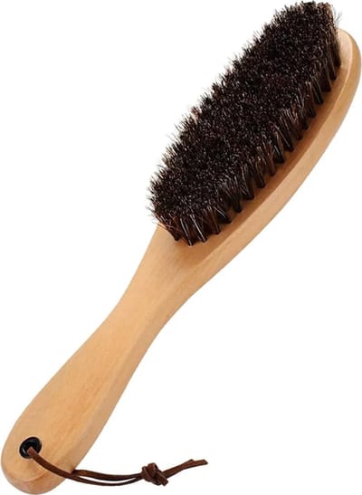 Pluisvrije kledingborstel met zachte, natuurlijke haren en een houten handvat, geschikt voor herenjassen, schoenen, jacks, meubels en tapijten (massief hout).
