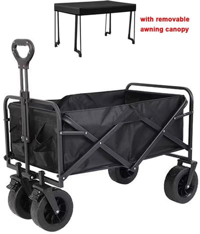 JOYNEXTBUY - Opvouwbare Tuinwagen - Afneembaar Zonnedak – Transportkar – Inklapbare Bolderkar – Kamperen, Strand, Tuin en Outdoor