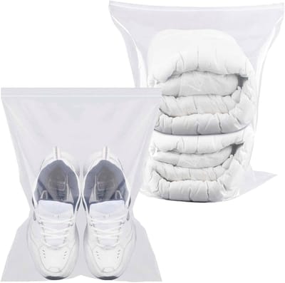 Grote Herbruikbare Doorzichtige Plastic Zipper Tassen voor Dekbedden, Kleding en Dekens - Stevige Opbergzakken met Drukknoop Sluiting, 30 Stuks
