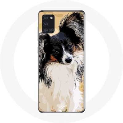 Samsung Galaxy A21S hoesje Continental Miniatuurspaniël Vlinder Hondenras