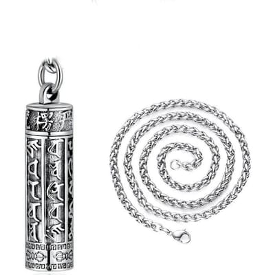 Vintage   Hoge Kwaliteit Ketting Zes-Karakter Mantra Kan De Gawu Doos Openen Mannen'S Hanger Bedel Banket Sieraden 45cm gray