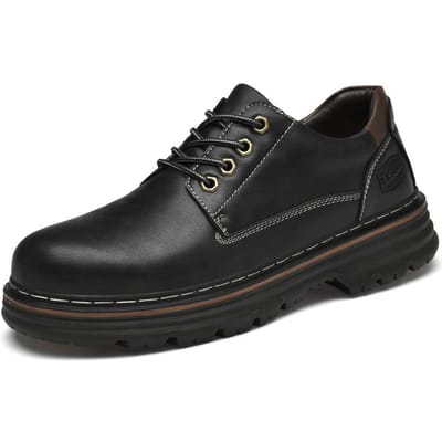 Nieuwe Lente en Herfst Echt Leer Business Casual Leren Schoenen Heren Britse Stijl Werkschoenen Lage Top Grote Neus Schoenen 45