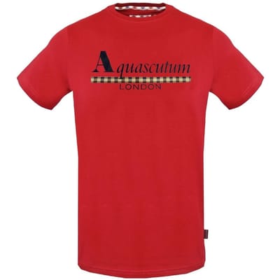 Aquascutum Heren Geruit Logo Strip T-shirt (Rood)