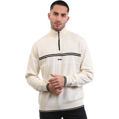 Boss Heren K Zone Katoen Regular Pullover (Wit)