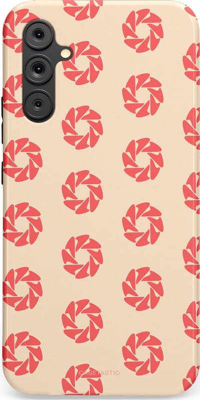 Casetastic hoesje geschikt voor Samsung Galaxy A34 (2023) 5G - Dubbellaagse bescherming - Peach Bloem Cirkels - Fashion Case - Crème Koraal Perzik