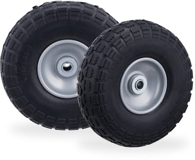 8x steekwagenwiel - 4.1/3.5-4 - rubber - bolderkarwiel zwart-grijs - antilekband