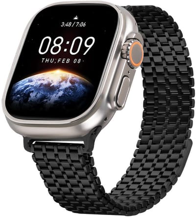 Luxe Milanees bandje - geschikt voor Apple Watch 1/2/3/4/5/6/7/8/9/10/11/ SE (1,2,3) met maat 38 mm / 40 mm / 41 mm en 42 mm (Watch 10/11) - Milanese met magneet sluiting - zwart