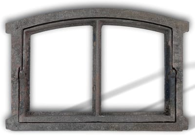 IJzeren raam - Stalraam decoratief - Schuur of muur - Inklapbaar steekboog - 34 cm breed - Antiek grijs