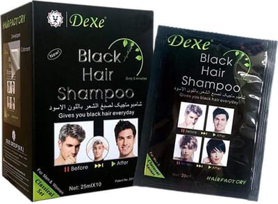 10 Stuks DEXE Black Hair Dye,Hair Shampoo White Hair into Black Instant Hair Dye Natural Black,Nourishing Repair Your Scalp
