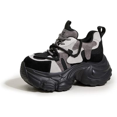Dames Chunky Sneakers Dikke Zool Gevulkaniseerde Sportschoenen Nieuw Echt Leer Platform Casual Hardlopen Papa Schoen voor Vrouwelijk 35
