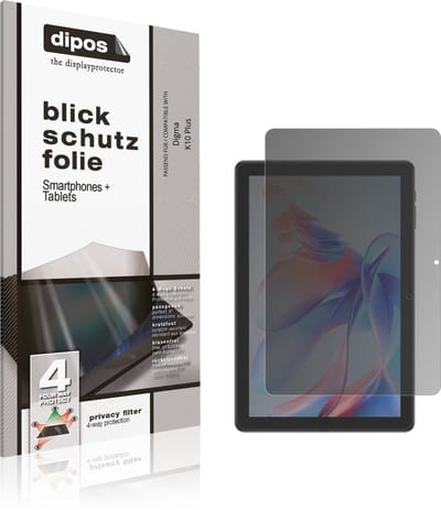 dipos – Matte Privacy Screenprotector geschikt voor Digma K10 Plus | Anti-Spy Beschermfolie