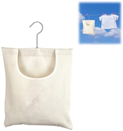 1 stuk - Wasknijpertas - Canvas wasknijper rek - Met metalen haak - Wasknijpers voor buiten - Brede opening voor het gemakkelijk drogen van kleding - Geschikt voor binnen- en buitengebruik (32 x 27 cm, beige)