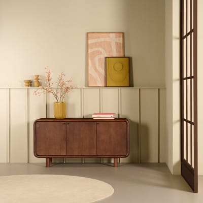 Dressoir Boogie - Donkerbruin Eiken met Ronde Vormen - Gemonteerd