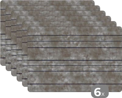 Placemat - Retro - Plank - Patronen - 45x30 cm - 6 stuks - Hittebestendig - Anti-Slip - Onderlegger - Afneembaar