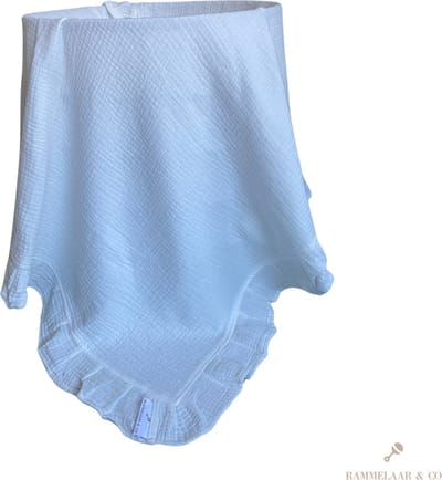 Rammelaar&Co - Hydrofiele Doek XL - 120x120 cm - 70% Bamboe & 30% Katoen - Zacht en Soepel - Ruffle Wit - Inbakerdoek - Spuugdoek - Kraamcadeau – Inbakeren
