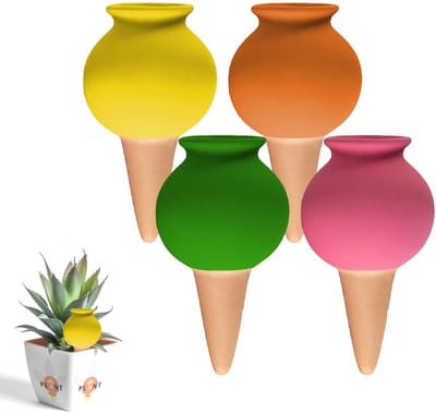 4 Stuks Automatische Plantenbevochtiger – Terracotta Zelfbewateringssysteem voor Binnen- en Buitenplanten, Vakantie, Potplanten, Bloemen