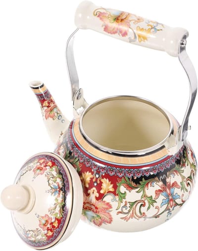 Emaille Ketel - Theepot Koffiepot - Water Koken - Alle Warmtebronnen - 20 x 17 x 11.5 cm - Zoals Afgebeeld