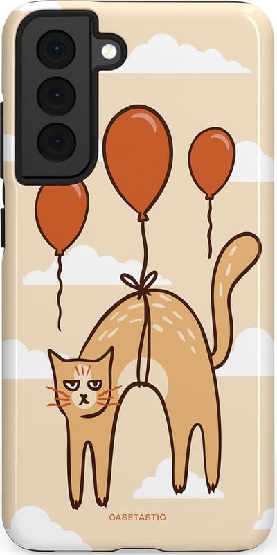 Casetastic Hoesje Geschikt voor Samsung S21 FE - Stijlvolle Beschermende Duo-layer Case - Kattenfeest Ballonnen